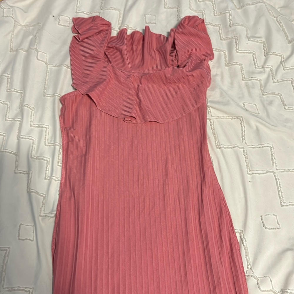 Pink tight ruffled dress